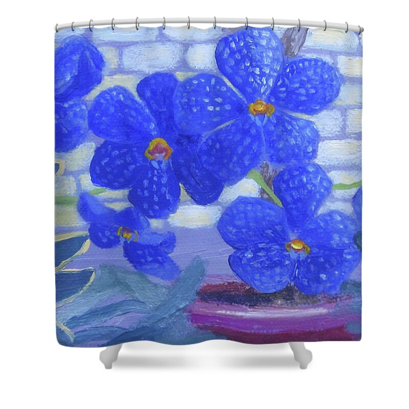 Orchid Shower Curtain featuring the painting Botanical Orchic by Anne Marie Brown