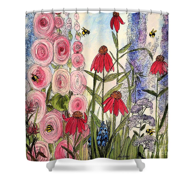 Flowers Shower Curtain featuring the painting Botanical Wildflowers by Laurie Rohner