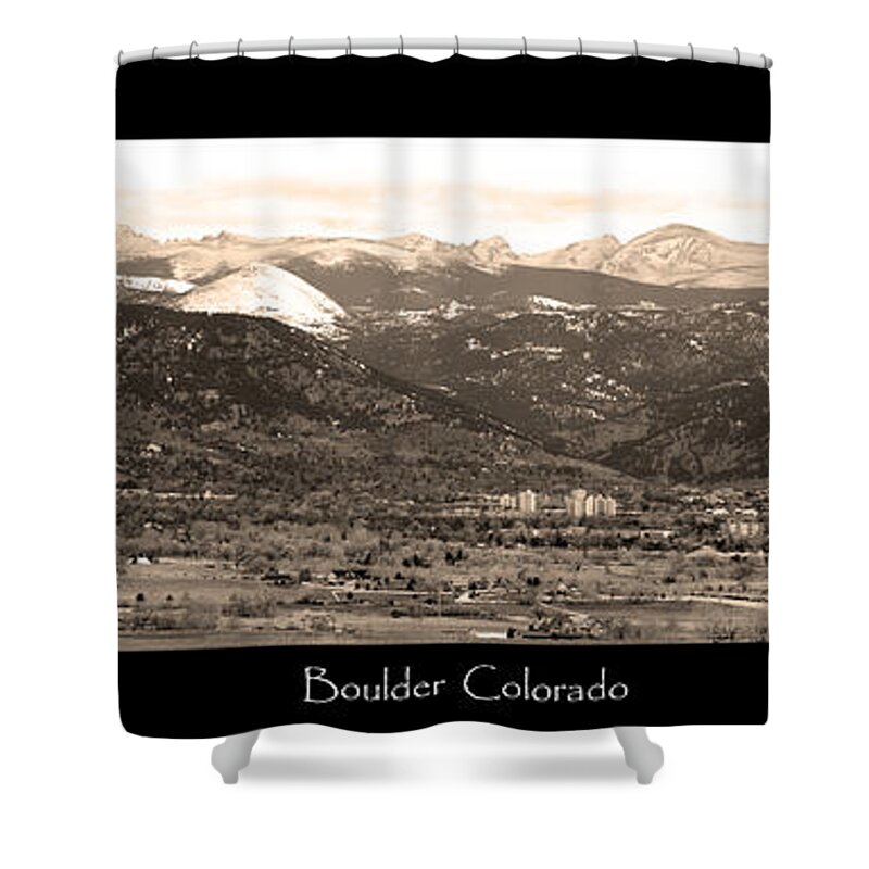 Boulder Shower Curtain featuring the photograph Boulder Colorado Sepia Panorama Poster print by James BO Insogna