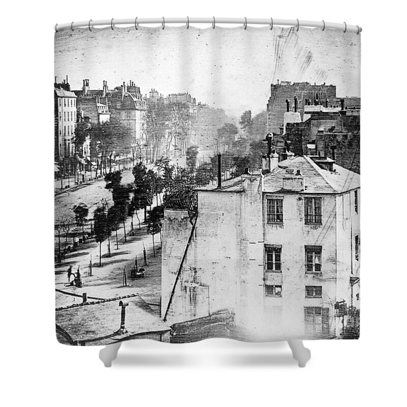 Louis Daguerre Shower Curtain featuring the photograph Boulevard Du Temple, By Daguerre, 1838 by Science Source