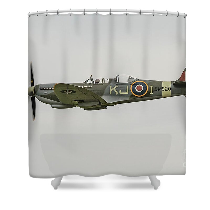 Boultbee Flying Academy Shower Curtain featuring the photograph Boultbee Spitfire IXT by Gary Eason