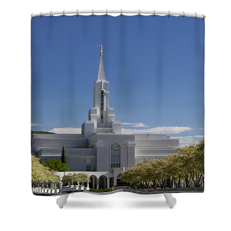 Bountiful Temple Shower Curtain featuring the photograph Bountiful Utah Temple in Spring by Richard Lynch