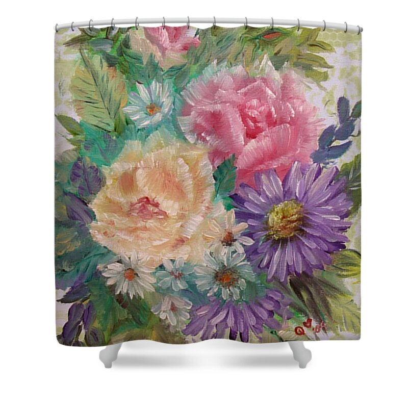 Rose Shower Curtain featuring the painting Bouquet 2 by Quwatha Valentine