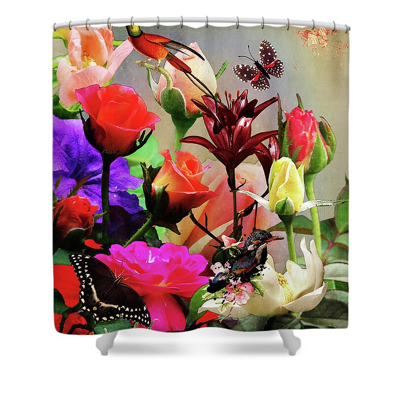 Flowers Shower Curtain featuring the digital art Bouquet by Don Schiffner