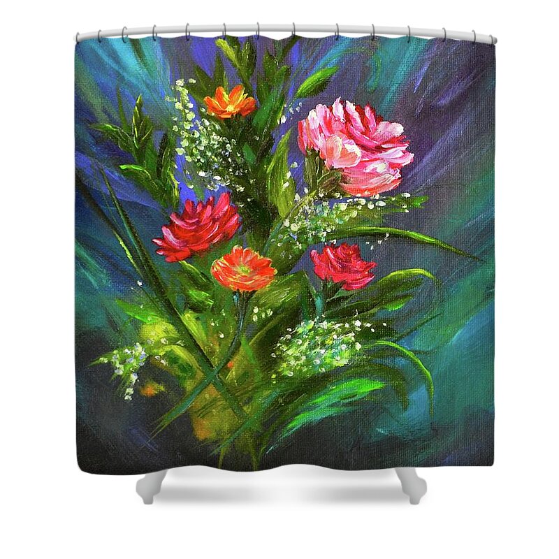 Bouquet Shower Curtain featuring the painting Bouquet by Mary Scott