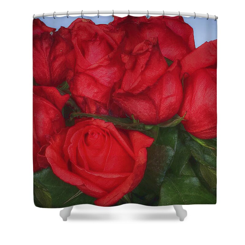 Flowers Shower Curtain featuring the photograph Bouquet of Red Roses by Joseph Hollingsworth