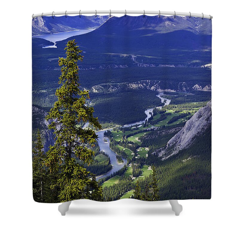 Bow River Valley Shower Curtain featuring the photograph Bow River Valley Overlook by Paul Riedinger