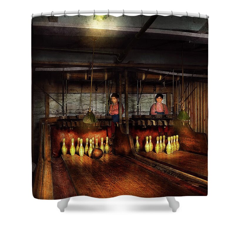 Bowling Shower Curtain featuring the photograph Bowling - Life in the gutter 1910 by Mike Savad