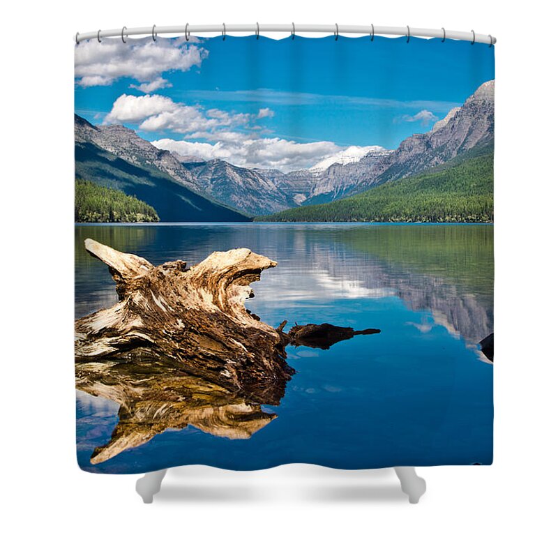 Mountain Shower Curtain featuring the photograph Bowman Lake 1, Glacier Nat'l Park by Jedediah Hohf