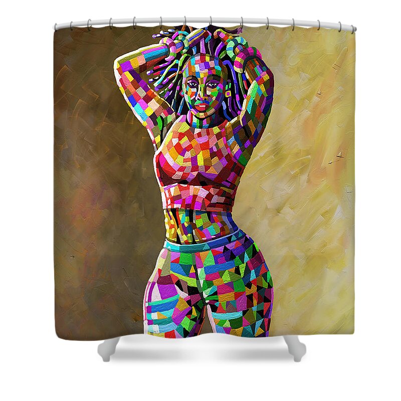Sexy Shower Curtain featuring the painting Presence by Anthony Mwangi