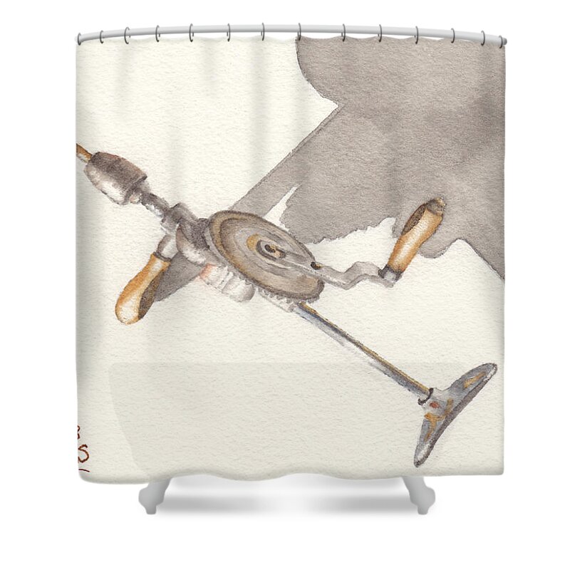 Brace Shower Curtain featuring the painting Brace and Bit by Ken Powers