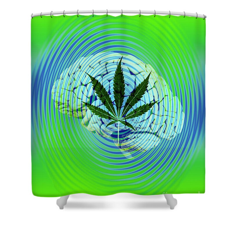Medical Shower Curtain featuring the photograph Brain And Marijuana, Illustration by Mary Martin