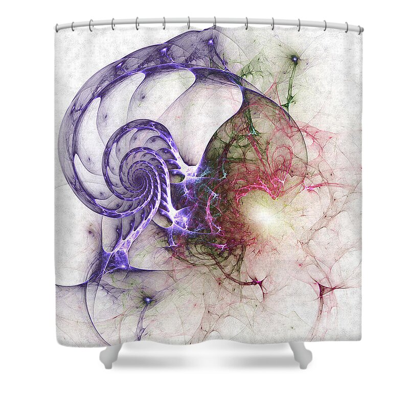 Abstract Shower Curtain featuring the digital art Brain Damage by Casey Kotas