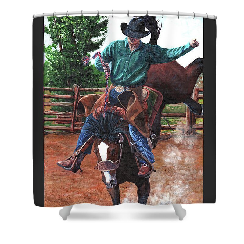 Timithy Shower Curtain featuring the painting Braking stock by Timithy L Gordon