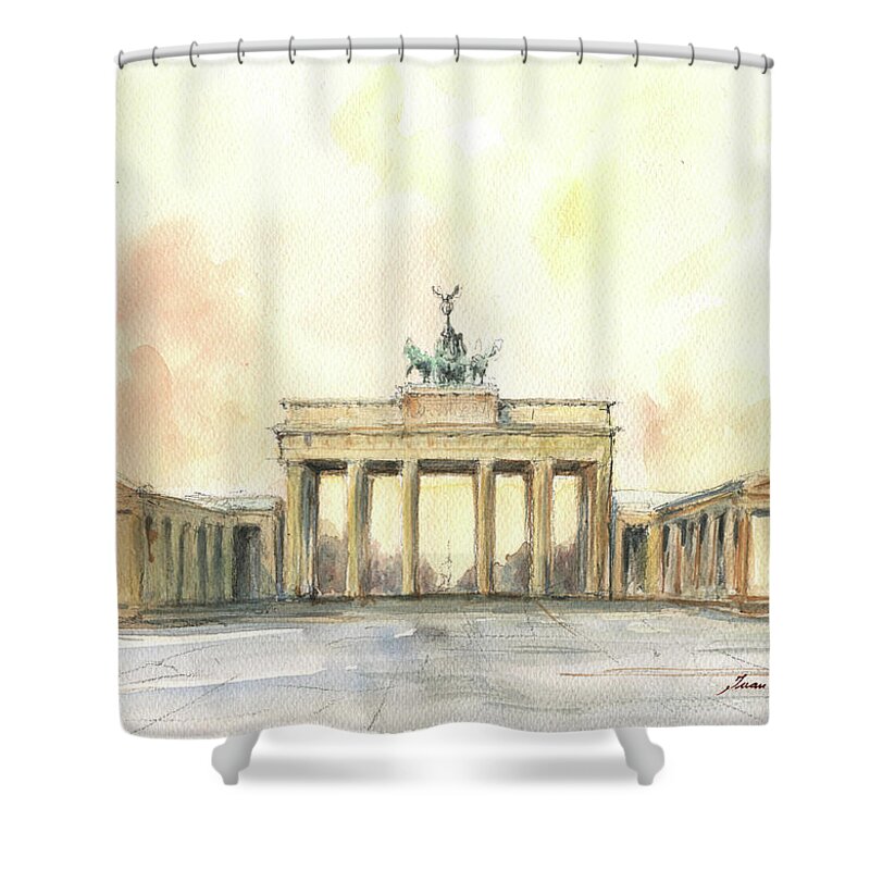 Berlin Shower Curtain featuring the painting Brandenburger tor, berlin by Juan Bosco