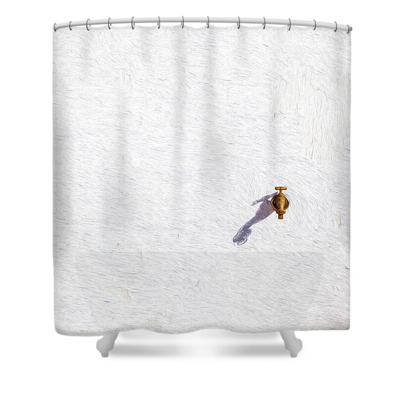 Minimal Shower Curtain featuring the photograph Brass Water Spigot by David Letts