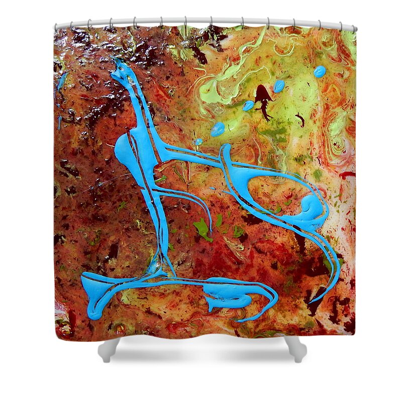 Pouring Medium Shower Curtain featuring the painting Break Dancers 2 by Betty-Anne McDonald