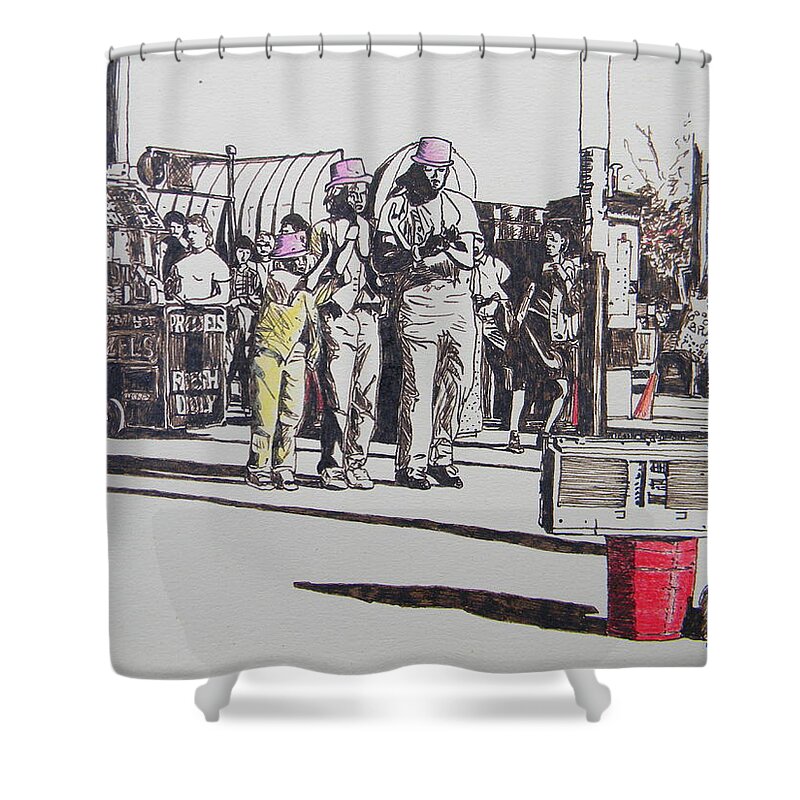 Breakdance Shower Curtain featuring the drawing Breakdance San Francisco by Marwan George Khoury