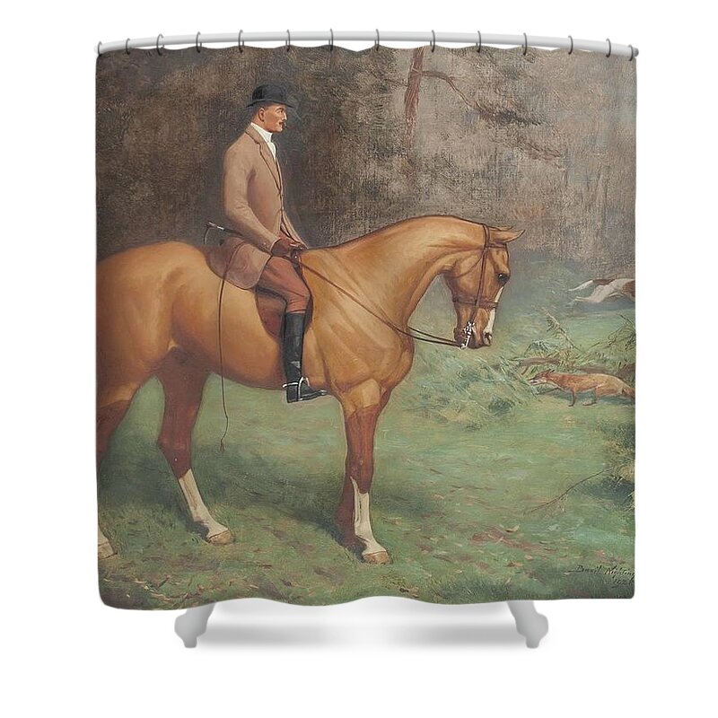 Basil Nightingale (1864-1940) Breaking Cover Shower Curtain featuring the painting Breaking cover by Basil Nightingale