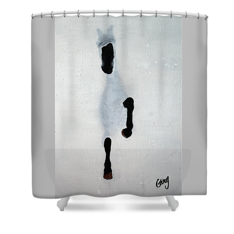 Horse Shower Curtain featuring the painting Breaking Through by Gary Smith