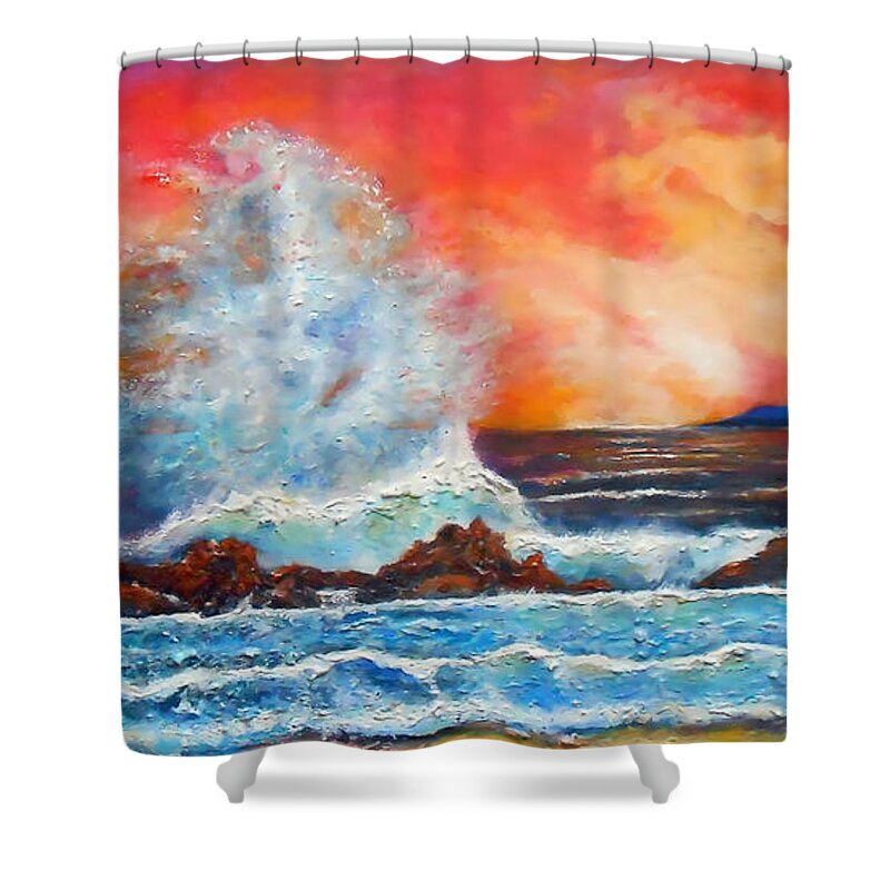 Wave Shower Curtain featuring the painting Breaking Wave by Michael Durst