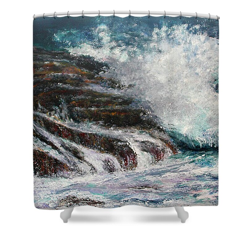 Original Shower Curtain featuring the painting Breaking Wave by Michele A Loftus