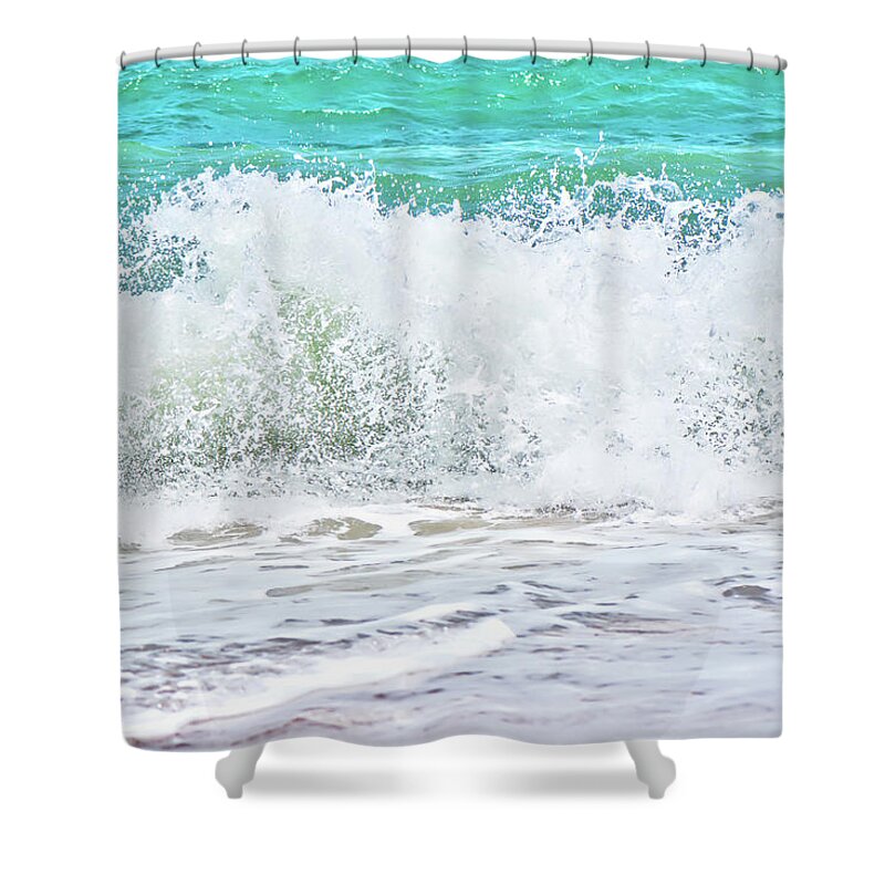 Breaking Waves Shower Curtain featuring the photograph Breaking Waves Vilano Beach by Gina O'Brien