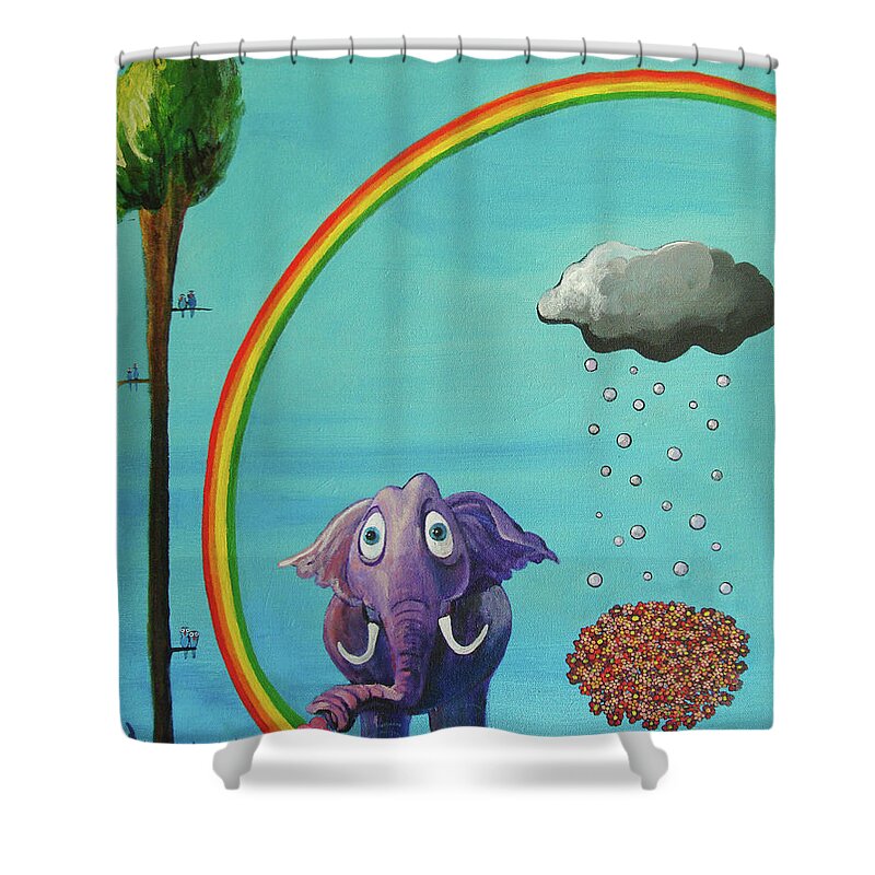 Rainbow Shower Curtain featuring the painting Breathe by Mindy Huntress