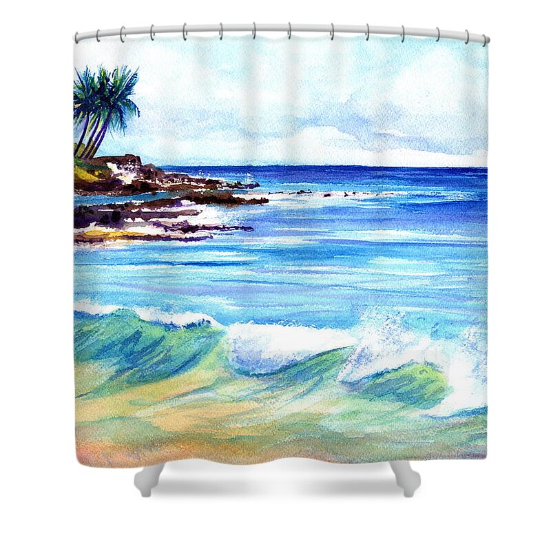 Brennecke's Beach Shower Curtain featuring the painting Brennecke's Beach by Marionette Taboniar