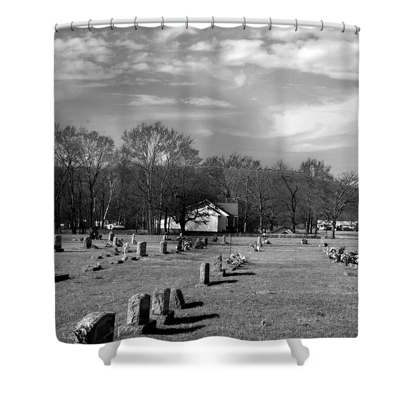 Ansel Adams Shower Curtain featuring the photograph Brentway-cemetery by Curtis J Neeley Jr