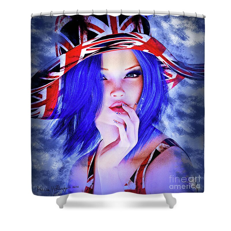 Brexit Shower Curtain featuring the digital art Brit Girl by Alicia Hollinger