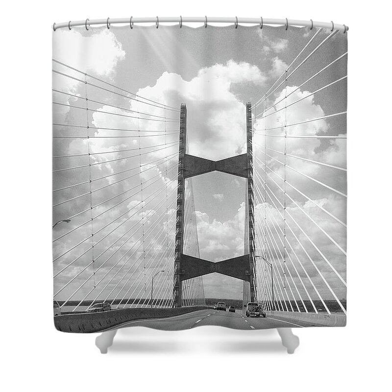 Bridge Shower Curtain featuring the photograph Bridge Clouds by WaLdEmAr BoRrErO