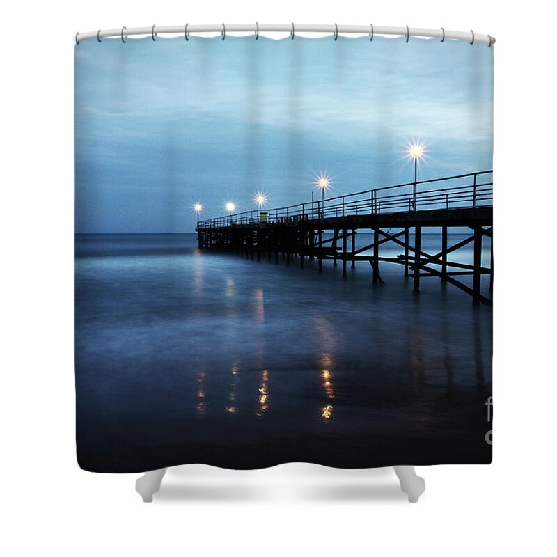 Seascape Shower Curtain featuring the photograph Bridge in the sea by Dimitar Hristov