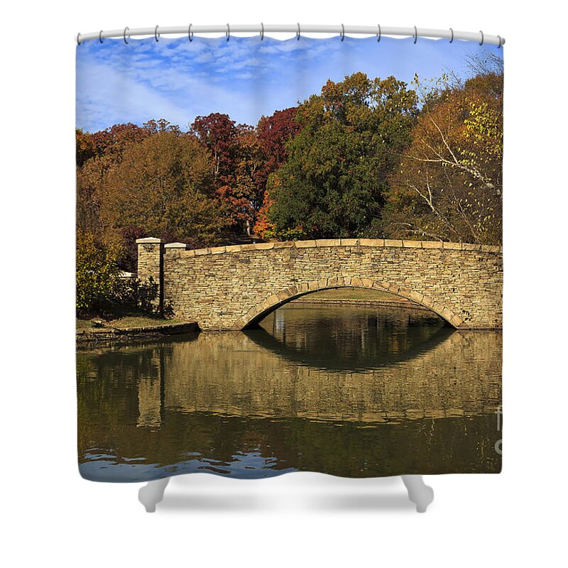 Freedom Shower Curtain featuring the photograph Bridge Reflection by Jill Lang