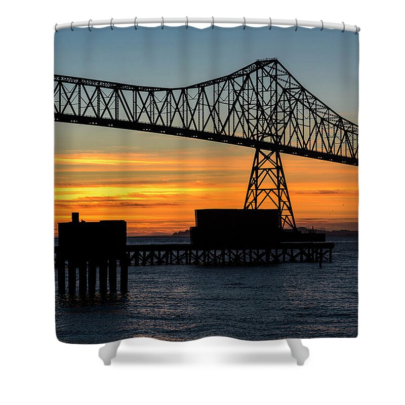 Astoria Shower Curtain featuring the photograph Bridge Sunset Silhouette by Robert Potts