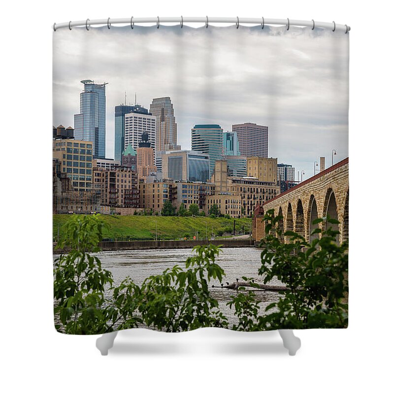 Minneapolis Shower Curtain featuring the photograph Bridge to Minneapolis by Ryan Heffron
