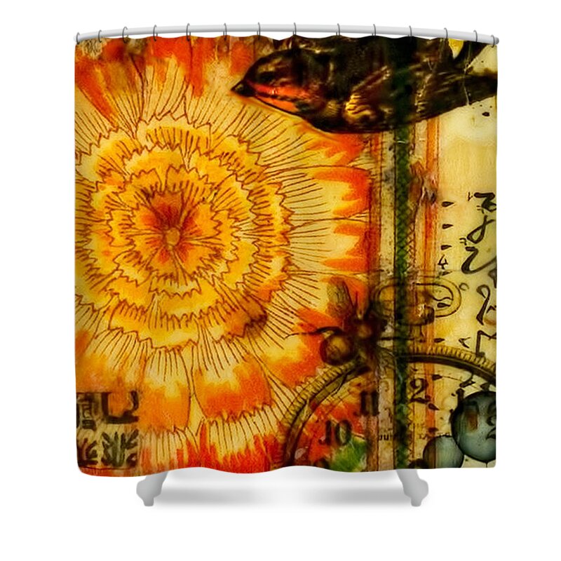 Bright Life Shower Curtain featuring the painting Bright Life Encaustic by Bellesouth Studio