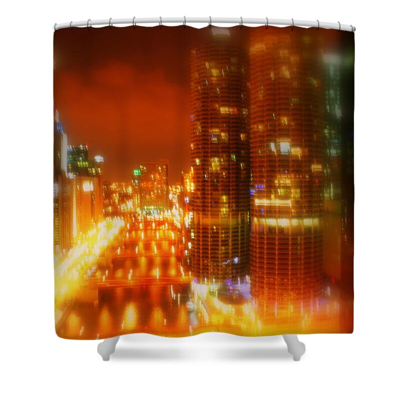 Cityscape Shower Curtain featuring the photograph Bright Lights of Uptown by Julie Lueders 