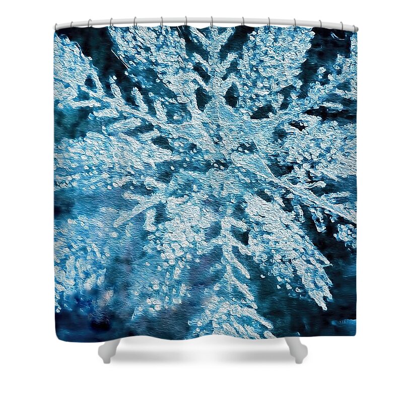 Snowflake Shower Curtain featuring the photograph Bright Snowflake by Kathy Bassett