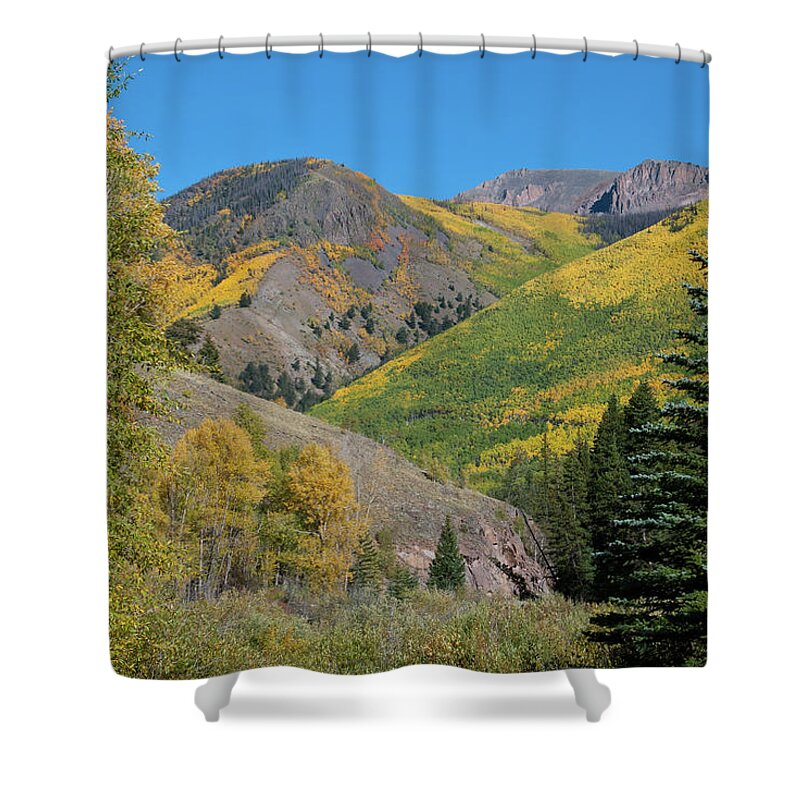 Autumn Shower Curtain featuring the photograph Brilliant Autumn Color in the San Juans by Cascade Colors