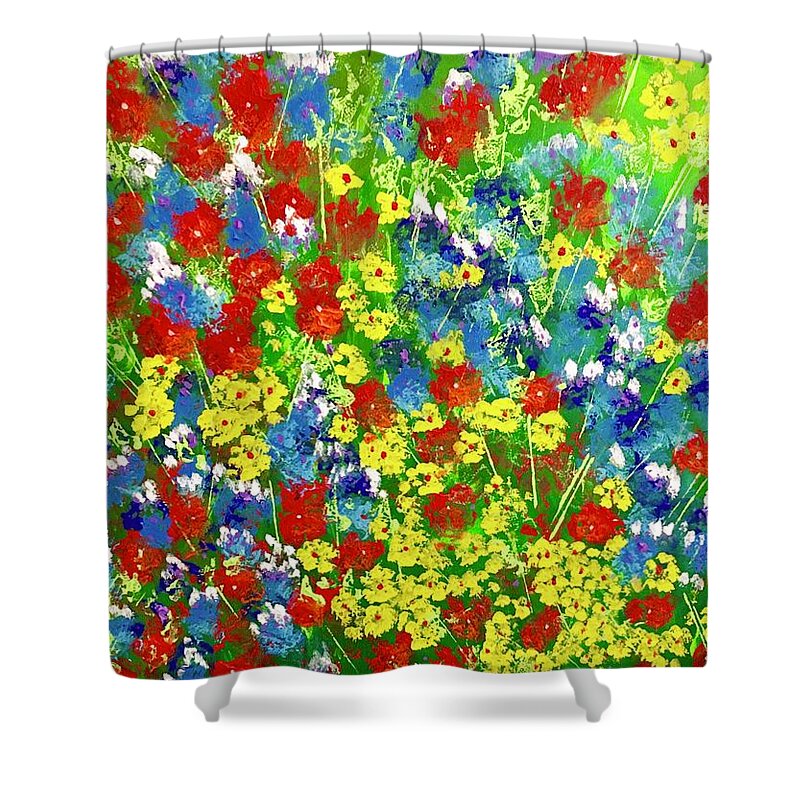 Spring Shower Curtain featuring the painting Brilliant Florals by George Riney