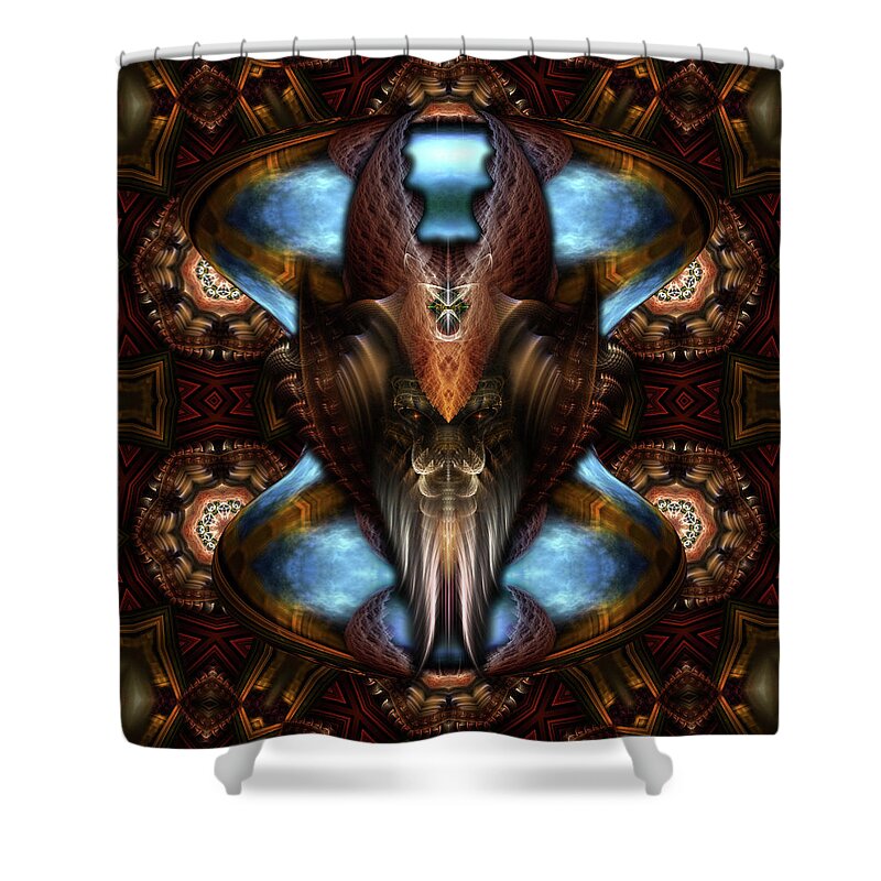 Warrior Shower Curtain featuring the digital art Brimitin Warrior Blue Destiny by Rolando Burbon