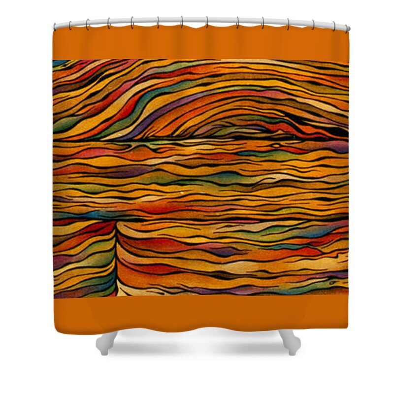Wood Shower Curtain featuring the painting Bringing Out the Grain by Amy Ferrari