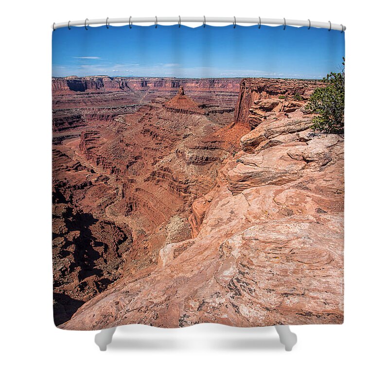 Monument Valley Print Shower Curtain featuring the photograph Brink of the Canyon by Jim Garrison
