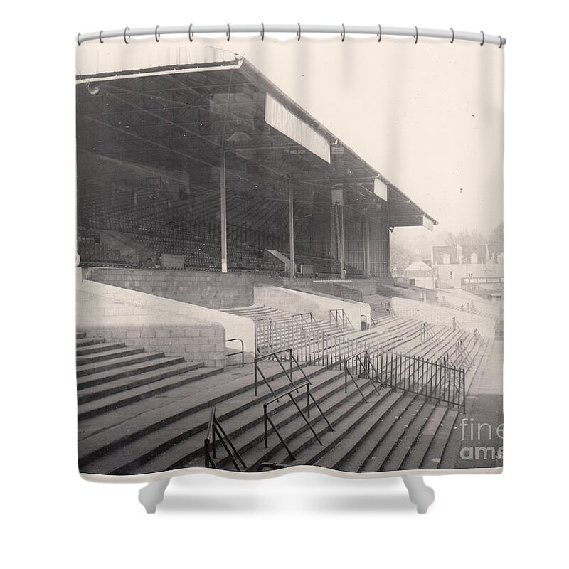  Shower Curtain featuring the photograph Bristol City - Ashton Gate - Williams Stand 1 - October 1964 by Legendary Football Grounds