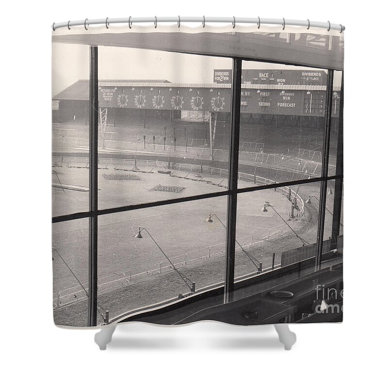  Shower Curtain featuring the photograph Bristol Rovers - Eastville Stadium - Tote End West 1 - October 1964 by Legendary Football Grounds