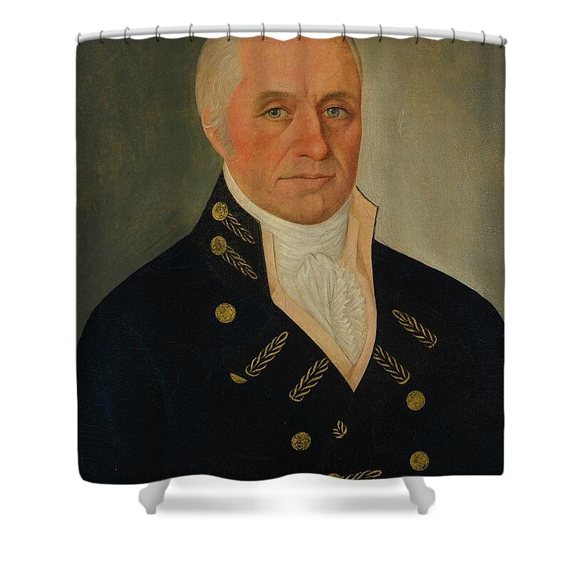 Attributed To Spoilum 1770 - 1810 British Sea Captain Shower Curtain featuring the painting British Sea Captain by MotionAge Designs