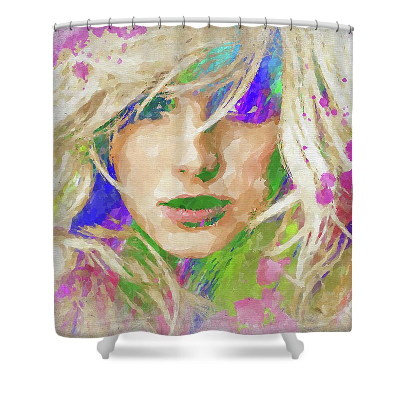 Britney Shower Curtain featuring the photograph Britney Spears Watercolor by Ricky Barnard