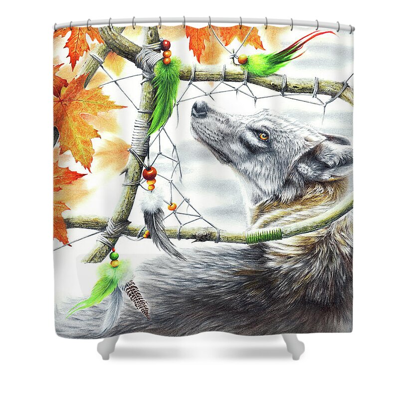 Wolf Shower Curtain featuring the drawing Broken Dream by Peter Williams