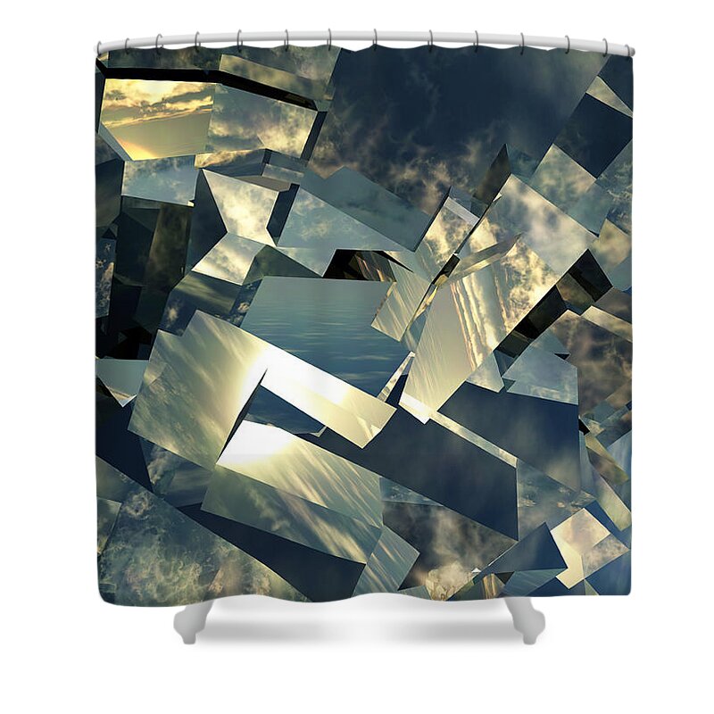 Skies Shower Curtain featuring the digital art Broken Sky by Richard Rizzo